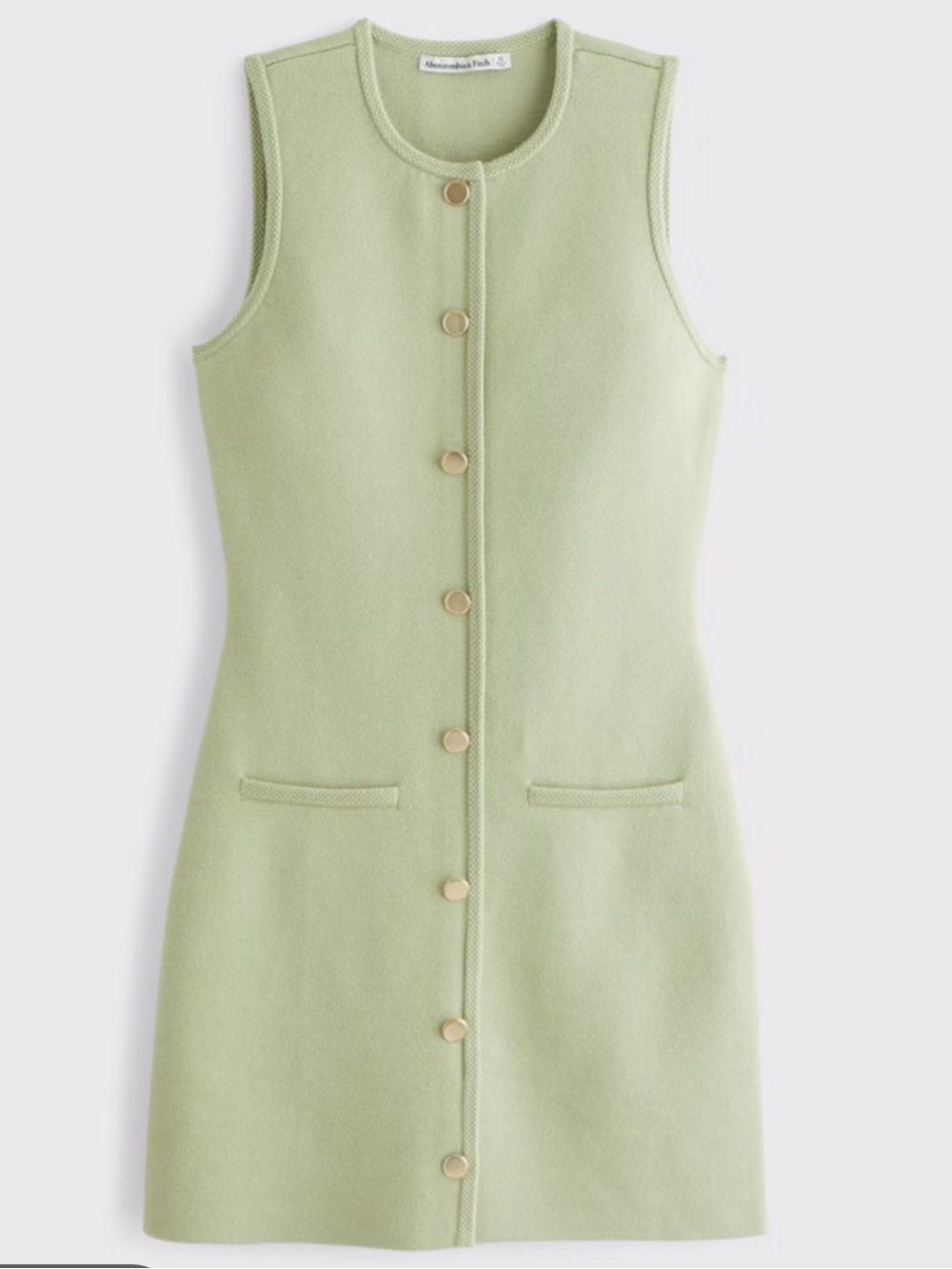 Abercrombie & Fitch Light Green Sleeveless Button-Front Mini Dress